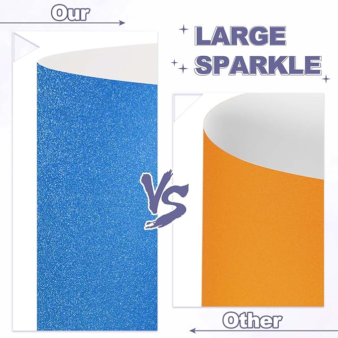 PATIKIL 20Sheets Blue Glitter Cardstock, 8.3x11.7 in A4 Glitter Paper Card Stock Shiny Scrapbook 250gsm Sparkly Paper Large Shimmer for Crafts Scrapbook DIY Art Wedding Party