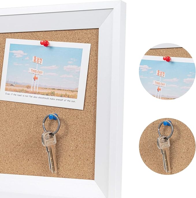 HBlife Cork Board Bulletin Board 11 x 17 inch with White Frame Rectangle Decorative Hanging Pin Board Perfect Decor for Office & Home,Message Board or Vision Board