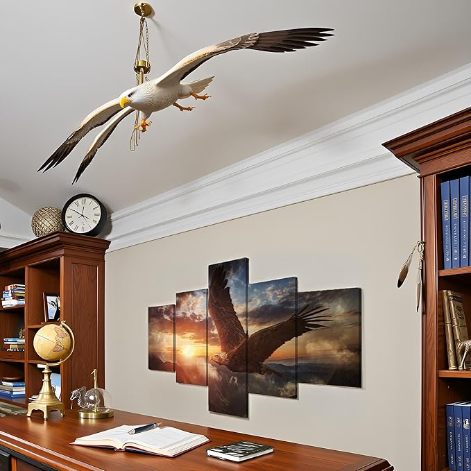 YOUHONG Eagle Wall Art 5-Panel with Wooden Frame - Waterproof Animal Posters for Wall Decor, Lightweight Frames Modern Eagles Decor for Living Room Office (70''W x 40''H)