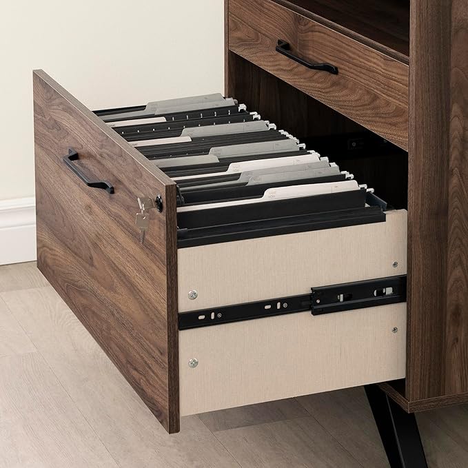 South Shore Helsy 2-Drawer File Cabinet Natural Walnut, Scandinavian