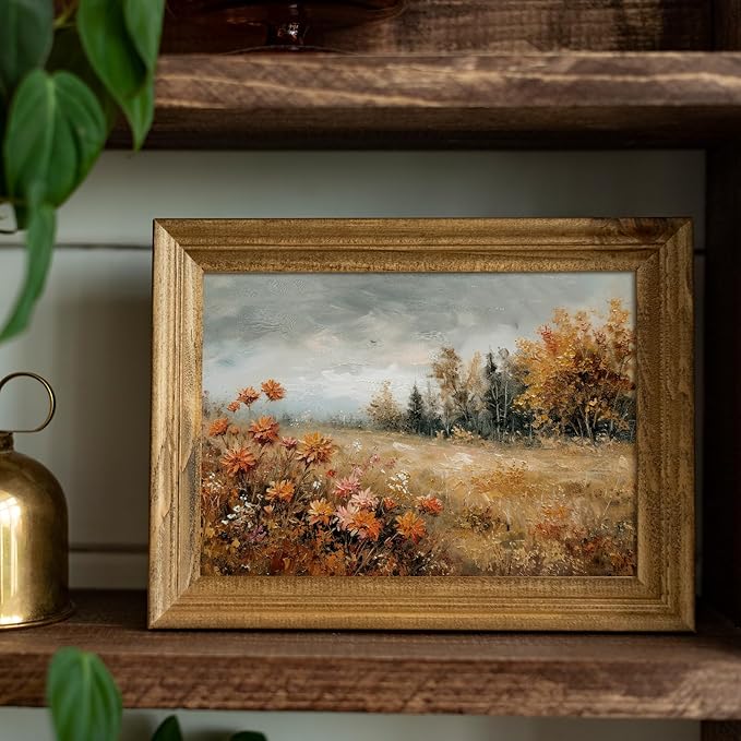 uniro Vintage Fall Landscape Wall Art, Wildflower Fall Canvas Art Print, Rustic Farmhouse Wall Decor Autumn Nature Scenery Prints Countryside Painting Picture Artwork for Bedroom Bathroom Kitchen Decor ( 8" x 10"-UNFRAMED)