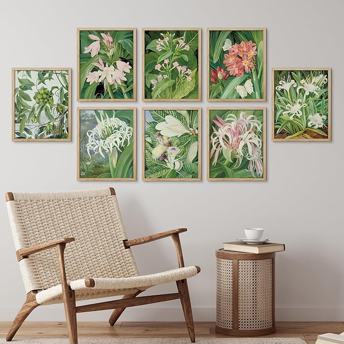 SIGNWIN Framed Poster Bathroom Decor, Wall Art Room Decor Multicolor for Living Room, Bedroom, Office Botanical Floral Garden Zen Flower Classic Vintage Illustrations Bohemian - 12"x16"x 8 Natural
