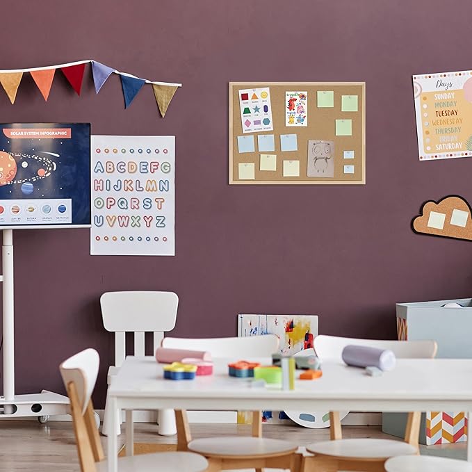 Cork Board 2Pack,24x18 Bulletin Board for Office with Pin Oak Wood Boards, Message Board or Vision Board.