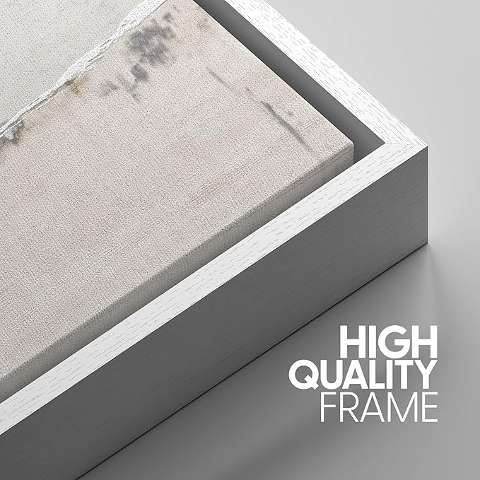 SIGNWIN Framed Canvas Print Wall Art Set Industrial Grunge White Gray Landscape Shapes Abstract Illustrations Modern Art Decorative Nordic Zen for Living Room, Bedroom, Office - 24"x36"x3 White