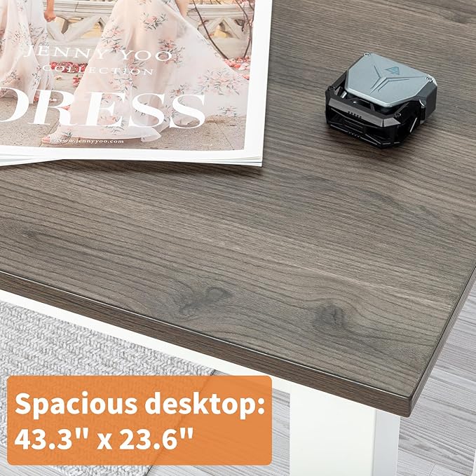 Desk Gray 110cm Office Desk Computer Table, Computer Gaming Table, Wooden Executive Desk Workstations for Home Office, Home Office Desks, Home Writing Desk for Bedroom 43.3" L x 23.6" W x 29.5" H