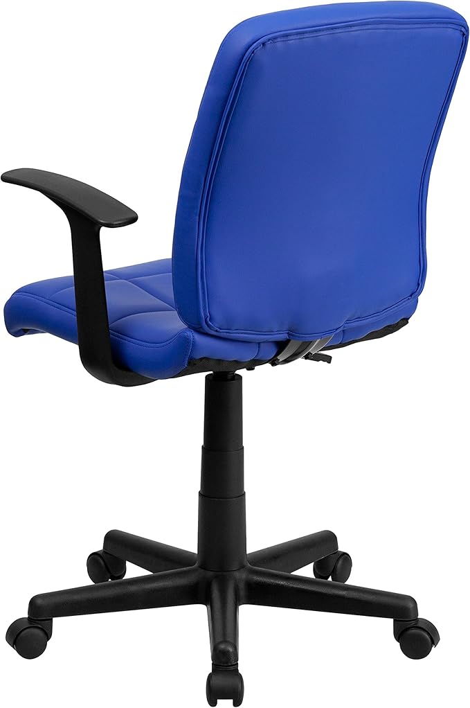 Flash Furniture Clayton Mid-Back Blue Quilted Vinyl Swivel Task Office Chair with Arms
