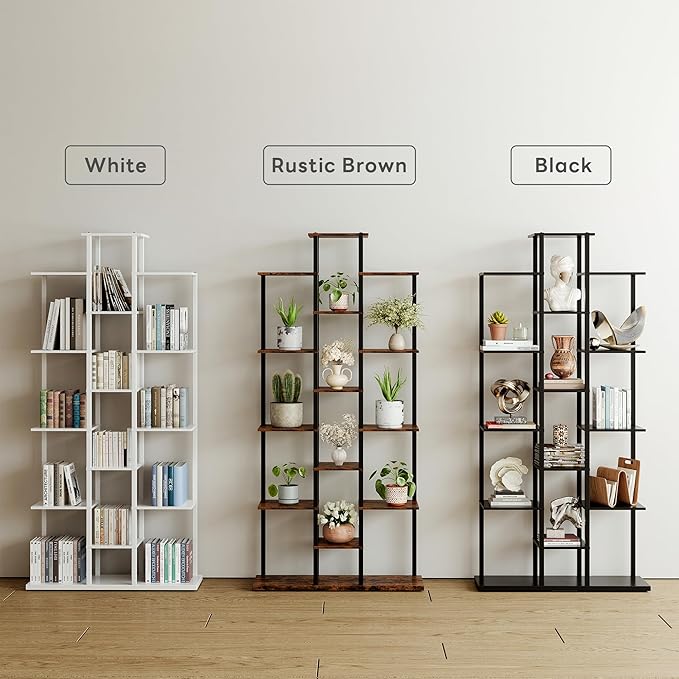 5-Tier Small Space Bookshelf,Sturdy Compact Bookcase for Study Room/Bedroom,Easy Assembly Wooden Storage Shelf（7.8” D,White）