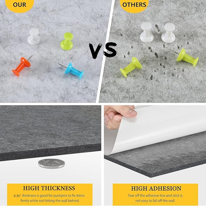 4 Pack Hexagon Felt Bulletin Board Tiles - 11.8" Large Thick Pin Board for Walls with 30 Push Pins, DIY Boards for Office Home School Decor, Aesthetic Hex Cork Board Alternative