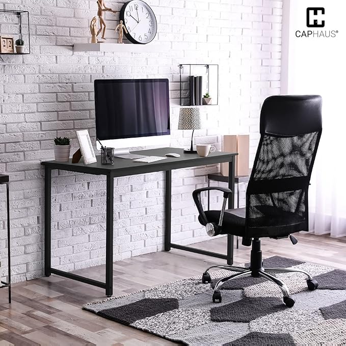 CAPHAUS 40 Inch Small Computer Desk for Home Office, Gaming & Small Spaces - Compact Black Writing Desk, Easy Assembly, 220 lbs, P2 Board