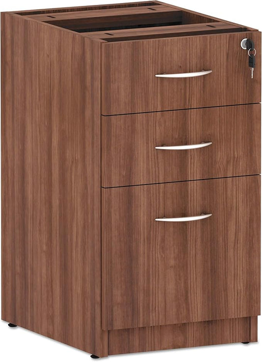 Alera Alera Valencia Series Full Pedestal File, Left/Right, 3-Drawer: Box/Box/File, Legal/Letter, Modern Walnut,15.63 x 20.5 x 28.5