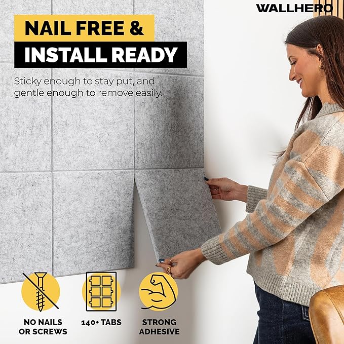Cork Boards for Walls, Bulletin Boards 59"x36" | 15 Pack | Felt Bulletin Board, Large Cork Board for Office, Wall Protector for Dart Board, Corks Boards, Felt Board Tiles (Gray Marble)