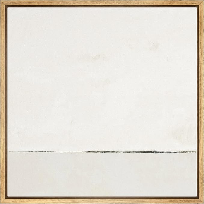 SIGNWIN Framed Canvas Print Wall Art Watercolor Abstract White Landscape Nature Shapes Illustrations Modern Art Decorative Contemporary Minimal for Living Room, Bedroom, Office - 16"x16" Natural