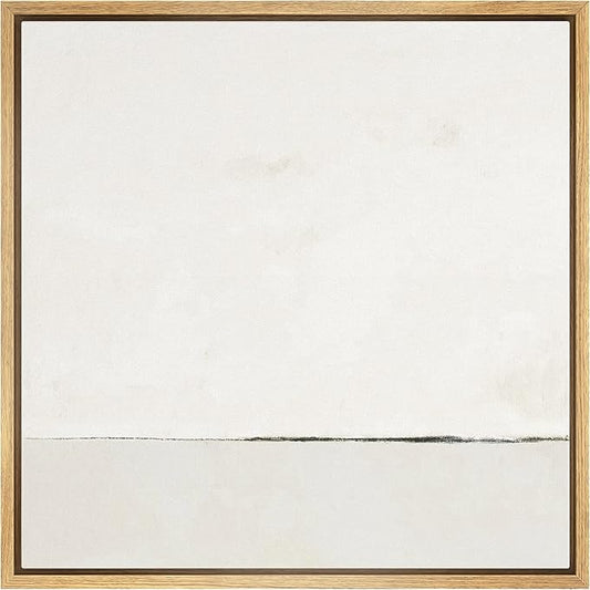 SIGNWIN Framed Canvas Print Wall Art Watercolor Abstract White Landscape Nature Shapes Illustrations Modern Art Decorative Contemporary Minimal for Living Room, Bedroom, Office - 16"x16" Natural