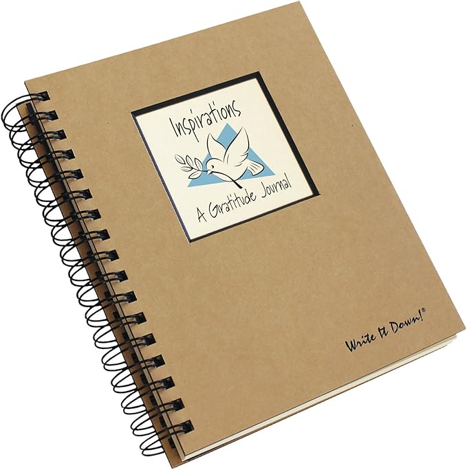 Write it Down series by Journals Unlimited, Guided Journal, Inspirations, A Gratitude Journal, Full-size 7.5"x 9", Kraft Hard Cover, Made in USA