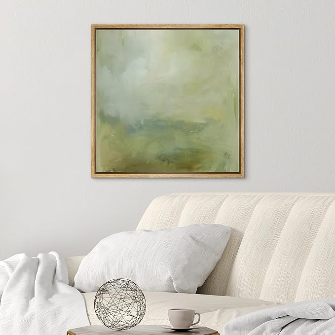 SIGNWIN Framed Canvas Print Wall Art Soft Blush Gradient Minimalist Light Pink Illustration Modern Art Decorative Nordic Minimal Calm/Zen for Living Room, Bedroom, Office - 16"x16" Natural