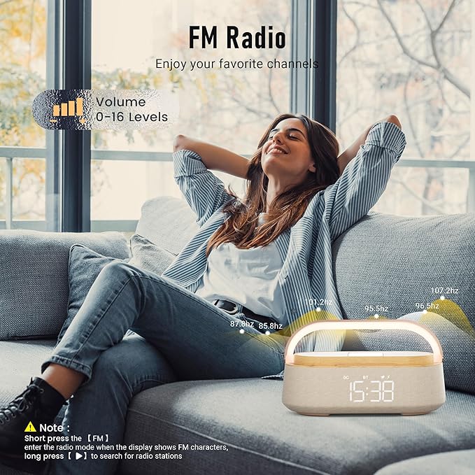 FREEFISH Bluetooth Speaker with Wireless Charge FM Radio 2500mAh Battery, LED Night Light Suitable for Home,Bedroom,Office,Gifts