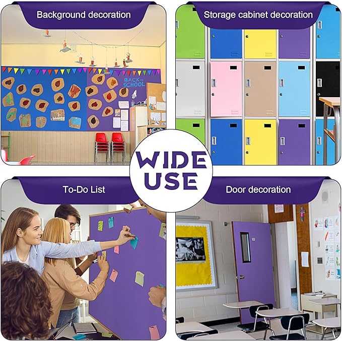 16 in x 40 Ft Fabric Bulletin Board Roll Classroom Non Woven Fabric Background Decorations Waterproof Wrinkle Resistant Bulletin Board for Back to School Wall Decor(Purple,Pure)