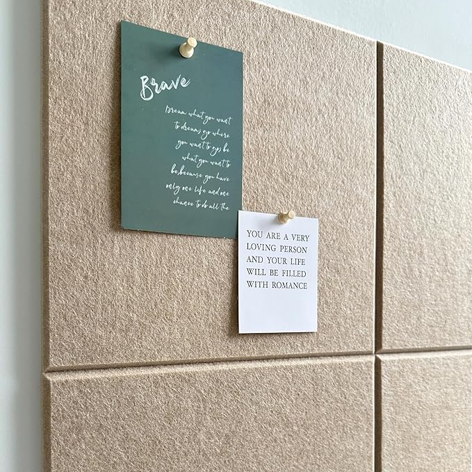 Large Cork Board for Office Wall Decor,36"x24"-6 Pack Felt Wall Tiles with Safe Removable Adhesive Tabs, 1/2" Thick, Felt Bulletin Board Pin Board Cork Boards for Walls - Tan