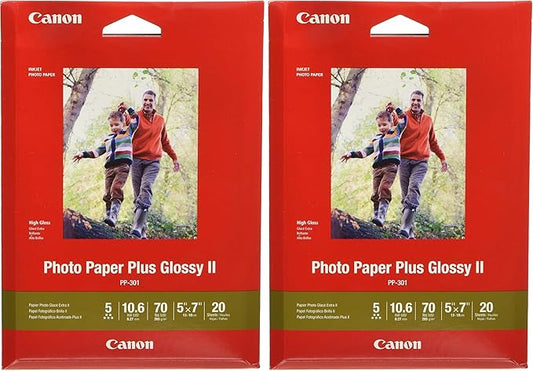 CanonInk 1432C002 Photo Paper Plus Glossy II 5" x 7" 20 Sheets (Pack of 2)