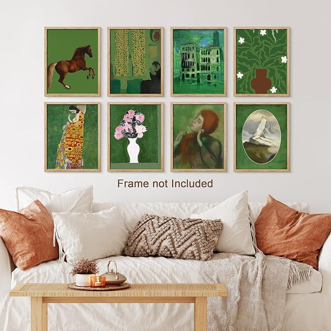 SIGNWIN Adhesive Canvas Poster Bathroom Decor, Wall Art Room Decor Multicolor for Living Room, Bedroom, Office Gustav Klimt Kiss Flowers Horse Landscapes Vintage Illustrations Bohemian - 12"x16"x 8