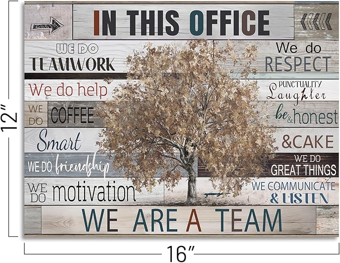 SOOTHAN Vintage Office Wall Decor In This Office Motivational Quotes Poster Brown Maple Tree Canvas Picture Inspirational Wall Art for Home Office Workplace Decoration Framed Inspiring Gifts 12x16inch