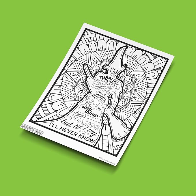 Coloring Broadway - Wicked Inspired Coloring Pages (Set of 4), Defying Gravity Musical Theater Merchandise, Printed on Matte Card Stock (8 1/2” x 11”), Ideal Gift for a Broadway Theater Lover