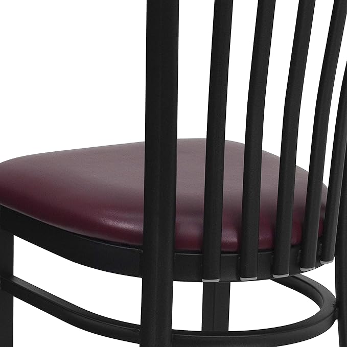 Flash Furniture HERCULES Series Black School House Back Metal Restaurant Chair - Burgundy Vinyl Seat