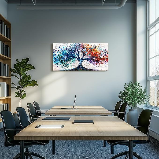 SERIMINO Tree of Life Wall Art, Large Wall Art, Nature Wall Decor, Colorful Tree Painting Prints, Abstract Canvas Art Wall Decor, Modern House Decorations Living Room Bedroom Office Hotel Pictures 20"X40"