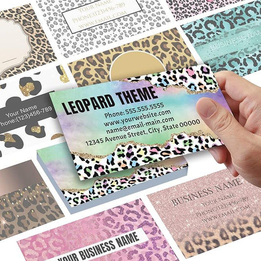 Business Cards Customize with Leopard Templates, Custom Business Cards Personalized with Your Logo, 3.5"X 2" 300gsm Matte Paper for Small Business