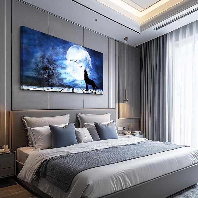 Canvas Wall Art For Bedroom Wall Decoration For Living Room Large Size Luminous Scenery Wolf Wall Decor Pictures Artwork Painting Modern Office Canvas Art Prints Room Decor Ready To For Home Decor