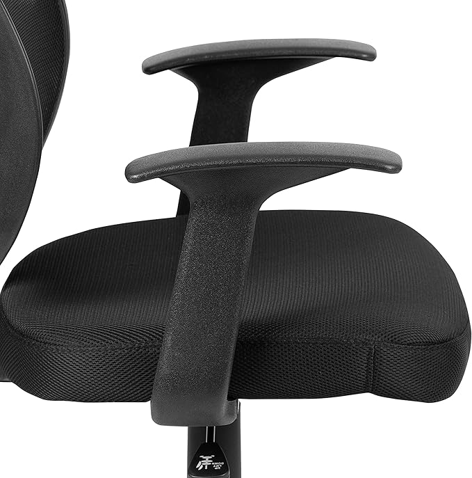 Flash Furniture Flash Fundamentals Mid-Back Black Mesh Swivel Ergonomic Task Office Chair with Arms