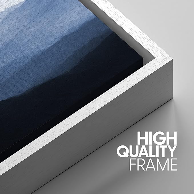 SIGNWIN Framed Canvas Print Wall Art Set Aerial View Misty Mountain Forest Valley Nature Wilderness Photography Modern Art Rustic Scenic Relax/Calm for Living Room, Bedroom, Office - 24"x36"x3 White