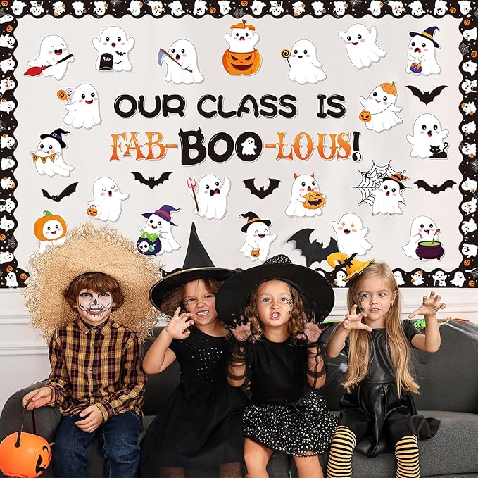 Halloween Bulletin Board Decorations, Ghost Classroom Decorations, Halloween Themed Bulletin Boards Decor for Classroom Elementary Middle High School