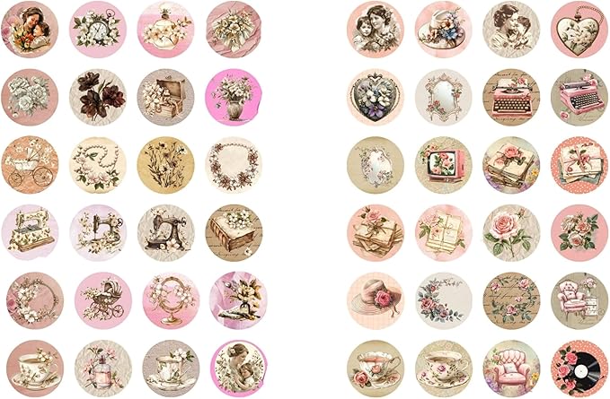 Generic Paper Moon Media: Bundle of 6 Pages of Rustic Mother's Day Design Collage Sheets Circles 1/5"" 8.5 x 11, 6 Sheets for Arts and Crafts, Single Sided Prints, 717232