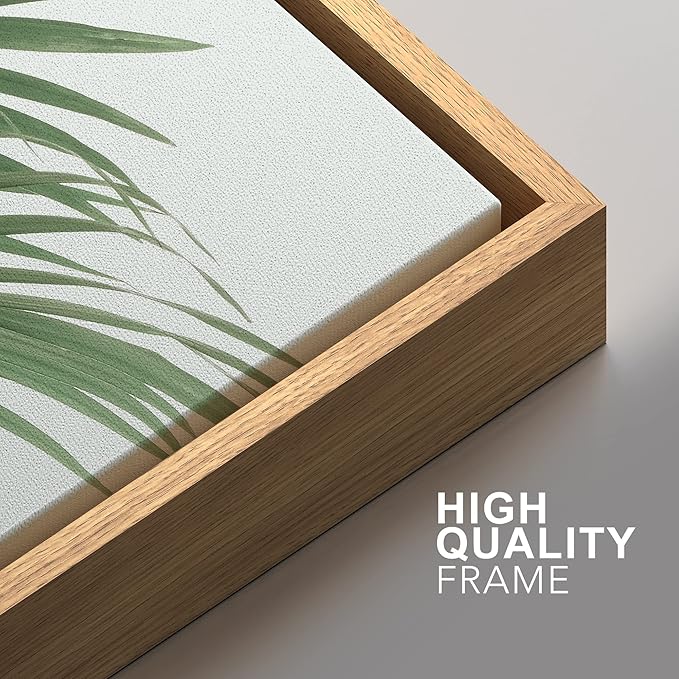 SIGNFORD Framed Canvas Print Wall Art Set Rustic Green Retro Tropical Jungle Plants Nature Wilderness Photography Modern Minimal Scenic Relax/Calm for Living Room, Bedroom, Office - 16"x24"x3 Natural