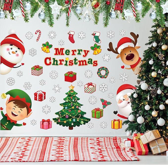 Christmas Bulletin Board Set Merry Christmas Theme Classroom Decorations Snowman Reindeer Elf Santa Paper Cutouts for Xmas Winter Holiday Chalkboard Home Wall Decor