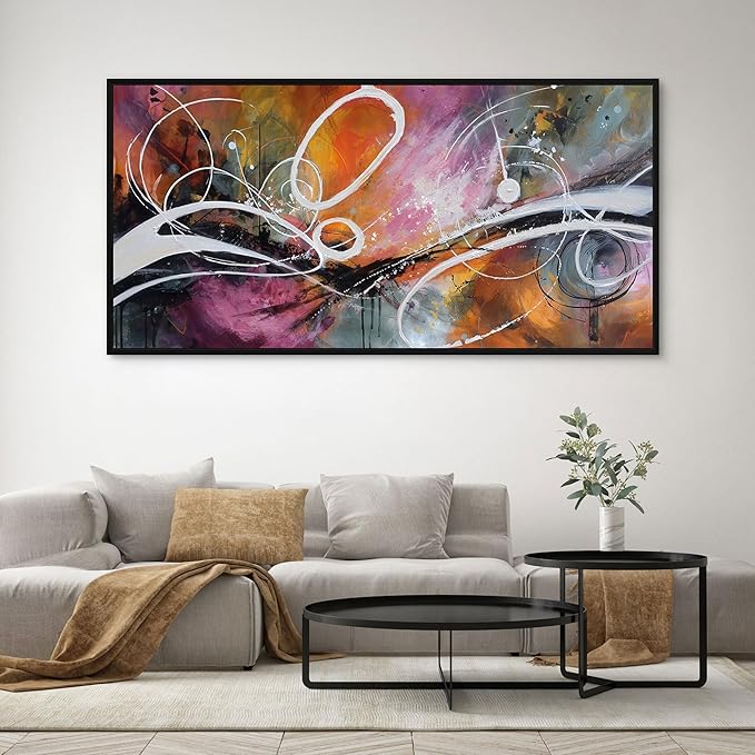 yiijeah Purple Wall Decor Bedroom Canvas Abstract Bathroom Art Picture Items for Women Framed Artwork Print 58x29 Inches