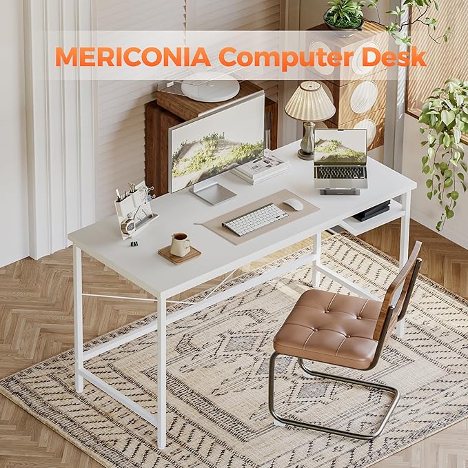 Mericonia 48 inch Computer Desk, Gaming Desk for Small Spaces, Modern Simple Style Table for Home Office, Study Student Writing Table