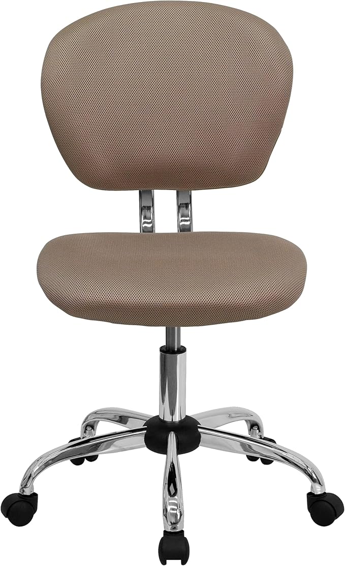 Flash Furniture Beverly Mid-Back Coffee Brown Mesh Padded Swivel Task Office Chair with Chrome Base