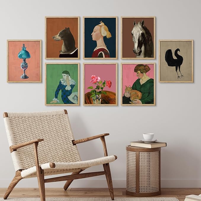 SIGNWIN Framed Poster Bathroom Decor 11"x14"x 8 Natural, Wall Art Room Decor Multicolor for Living Room, Bedroom, Office European Animal Woman Renaissance Portrait Vintage Illustrations Bohemian