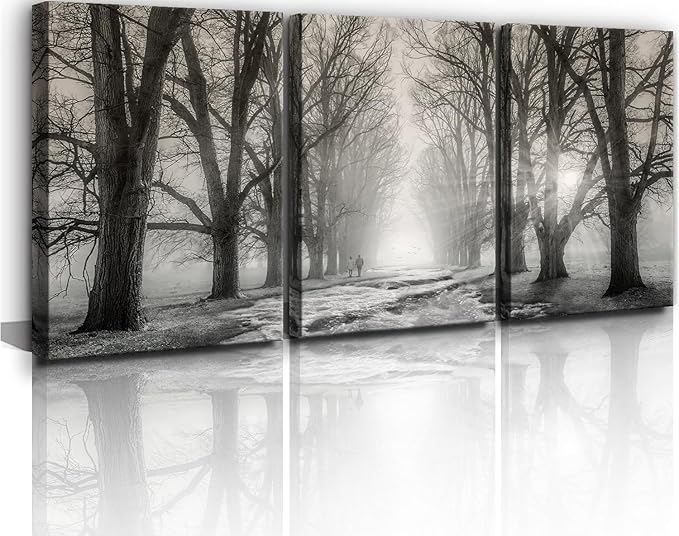 Yxbhhym Bedroom Wall Decor Black and White Bathroom Wall Art Forest Pictures Tree Canvas Prints Art Landscape Painting Modern Office Artwork for Living Room Decor Kitchen Home Decorations