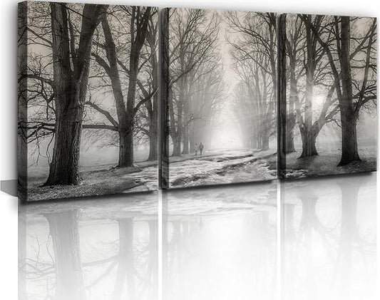 Yxbhhym Bedroom Wall Decor Black and White Bathroom Wall Art Forest Pictures Tree Canvas Prints Art Landscape Painting Modern Office Artwork for Living Room Decor Kitchen Home Decorations