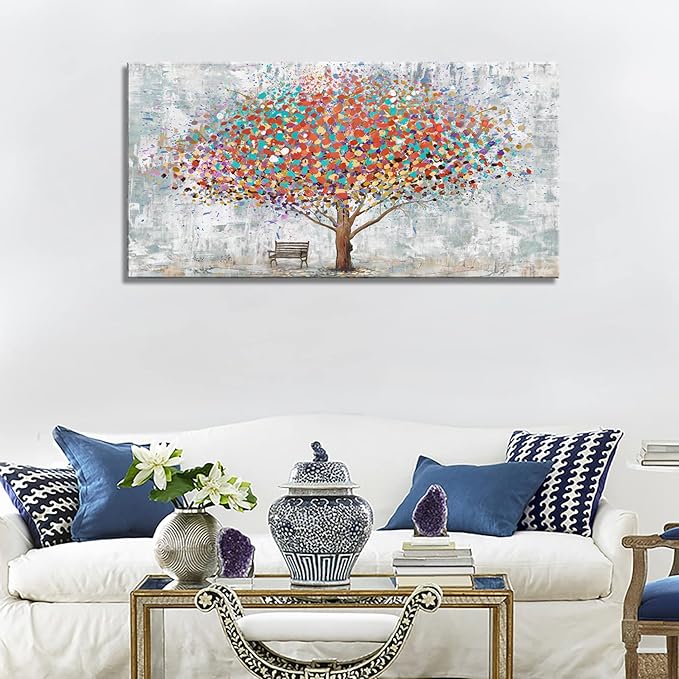 DZL Art H71150 Tree Wall Art Canvas Prints Paintings Abstract Colorful Tree Painting Landscape Modern Artwork for Living Room Bedroom Office Home Wall Decoration Decor