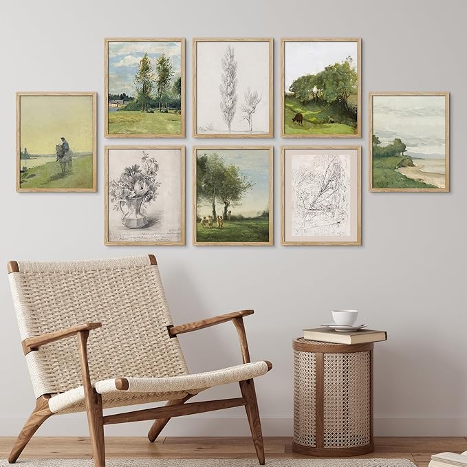 SIGNWIN Framed Poster Bathroom Decor, Wall Art Room Decor Multicolor for Living Room, Bedroom, Office Floral Botanical Flower Forest Landscapes Vintage Illustrations Bohemian - 12"x16"x 8 Natural