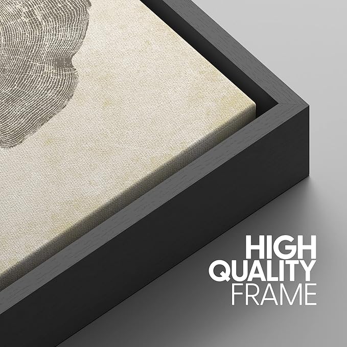 SIGNWIN Framed Canvas Print Wall Art Set Pastel Gray Wood Tree Ring Spirals Nature Abstract Drawings Modern Art Decorative Contemporary Minimal for Living Room, Bedroom, Office - 24"x36"x3 Black