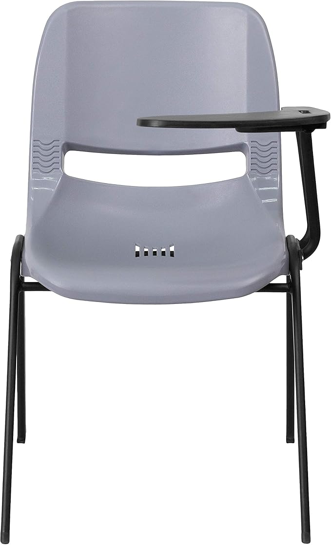 Flash Furniture Gray Ergonomic Shell Chair with Left Handed Flip-Up Tablet Arm