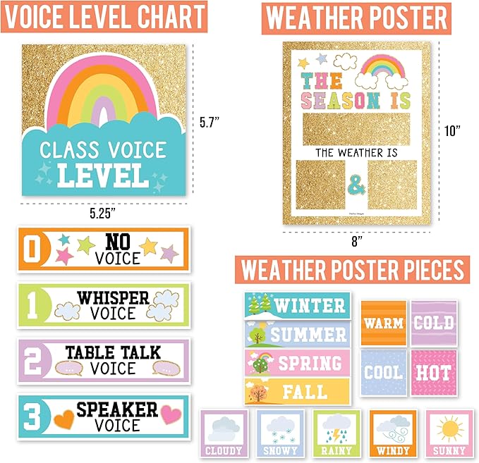 Hadley Designs Classroom Calendar Set Bulletin Board Decorations - Colorful School Calendar for Classroom Decor, Kindergarten Preschool Elementary Teacher Must Haves, Homeschool & Daycare Essentials