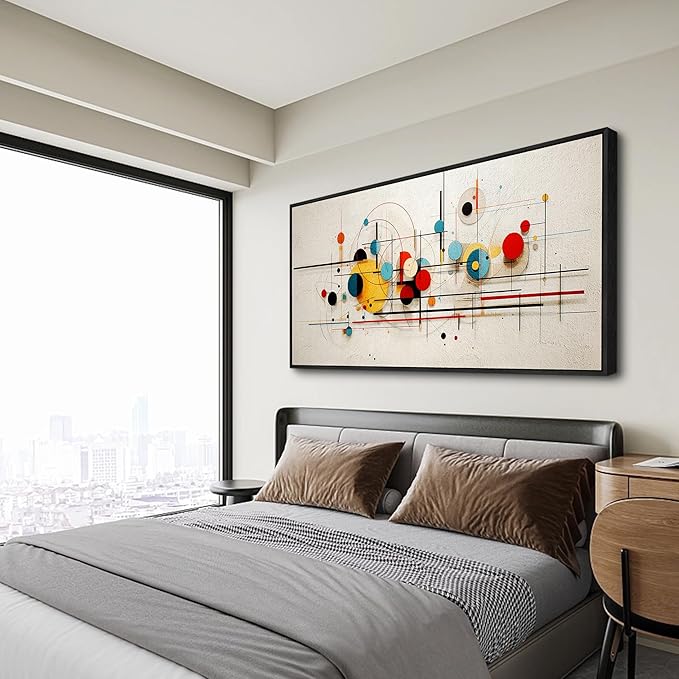 Wapluam Large Wall Decorations For Bedroom Black Framed Wall Art For Living Room Modern Office Wall Decor Color line Abstract Painting Mural Canvas Prints Pictures Hotel Artwork Home Decor