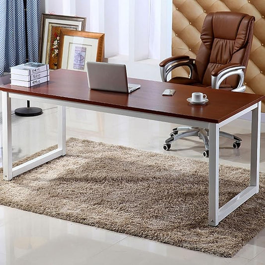 Modern Simple Computer Desk Gaming Writing Work from Home Study Desk Large Legroom,Sturdy Metal Frame,Home Office Desk for Bedroom,for Writing,Executive,Study,Work(C1,63 L x 19.7" W(160x50cm))