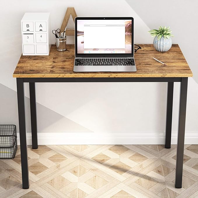 soges 31.5 inches Small Desk Writing Study Worksation for Home Office Computer Desk, Rustic Brown YL-AC3-80VB